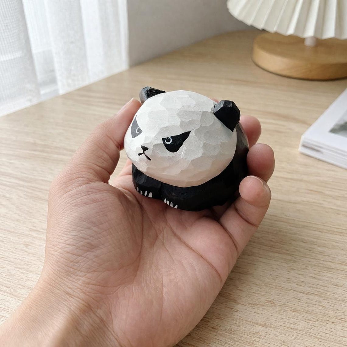 Wooden Panda Desk Decor for Home or Office